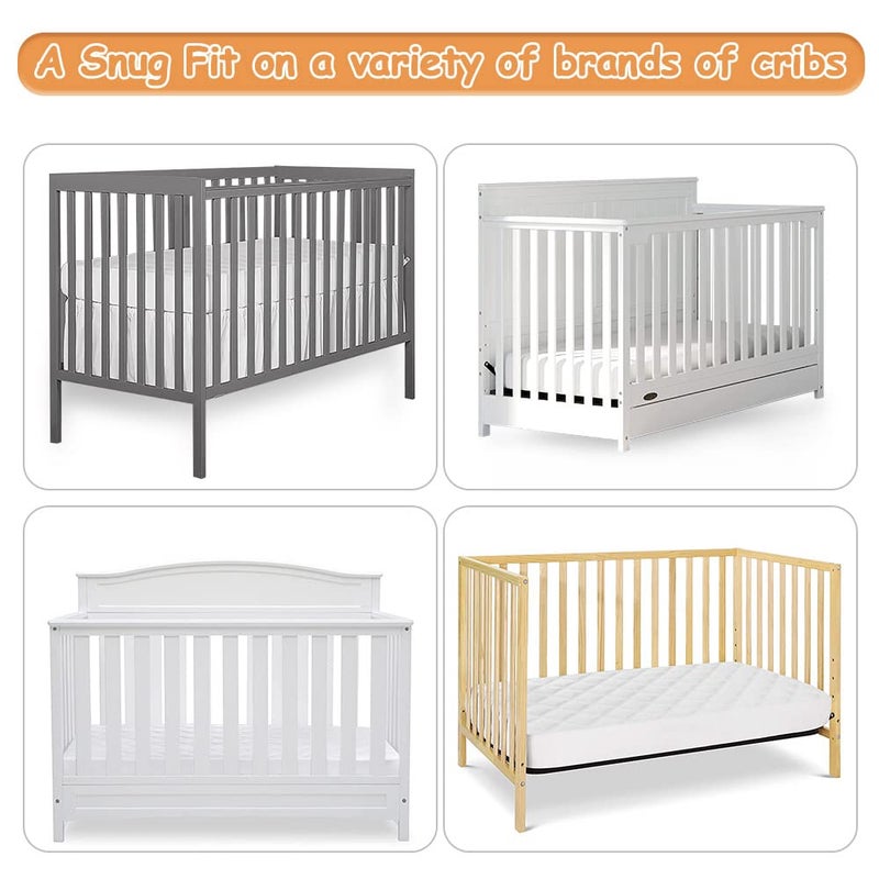 Yoofoss Waterproof Crib Mattress Protector 2 Pack, Quilted Crib Mattress Pad Cover Ultra Soft and Breathable, Machine Washable Toddler Mattress Protector for Standard Baby Crib Size 52''x28'' - Image 5