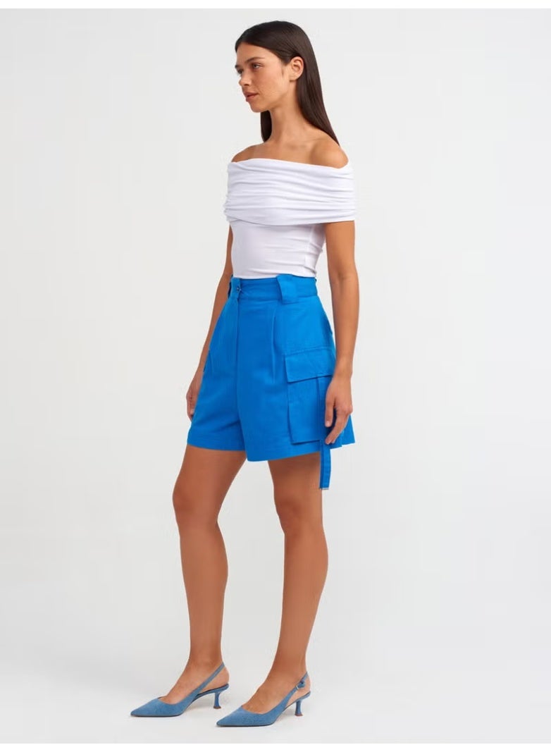 Dilvin 30851 Low Shoulder Blouse-White - Image 4