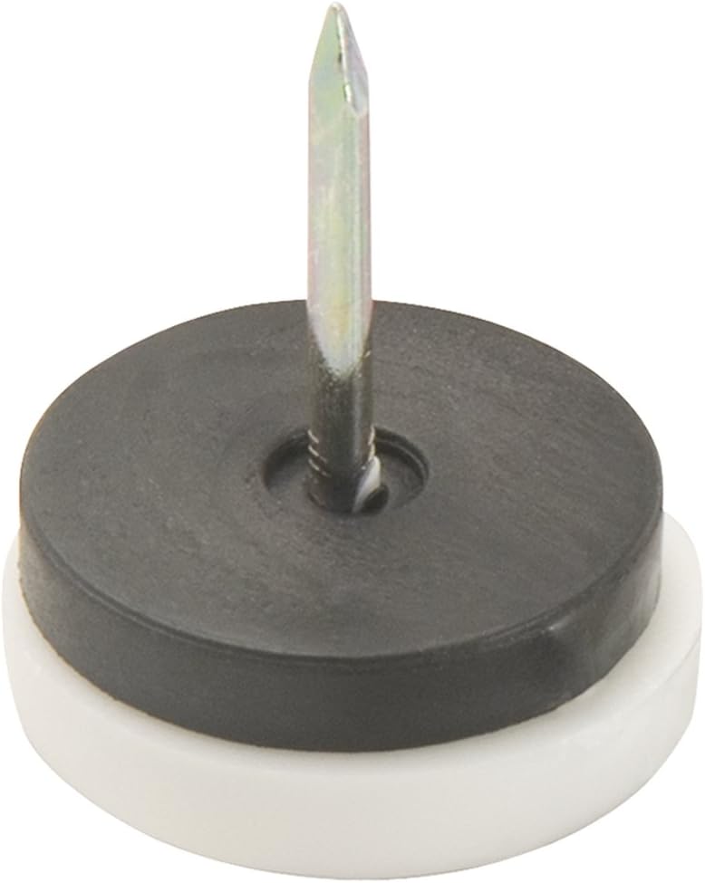 SoftTouch Nail On 78 in Furniture Glides for Straight Wooden Furniture Legs 4 piece  White Round - Image 2