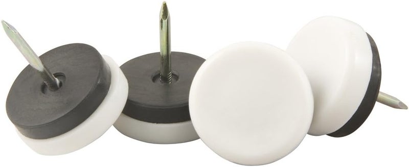 SoftTouch Nail On 78 in Furniture Glides for Straight Wooden Furniture Legs 4 piece  White Round - Image 1