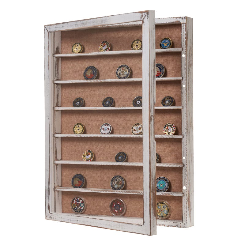 BECTSBEFF 18x24 Shadow Box with Shelves and Magnetic Door Oversized Shadow Boxes Display Cases with Detachable Shelves for Coins Medals Bouquet Figures MiniaturesVintage White 
