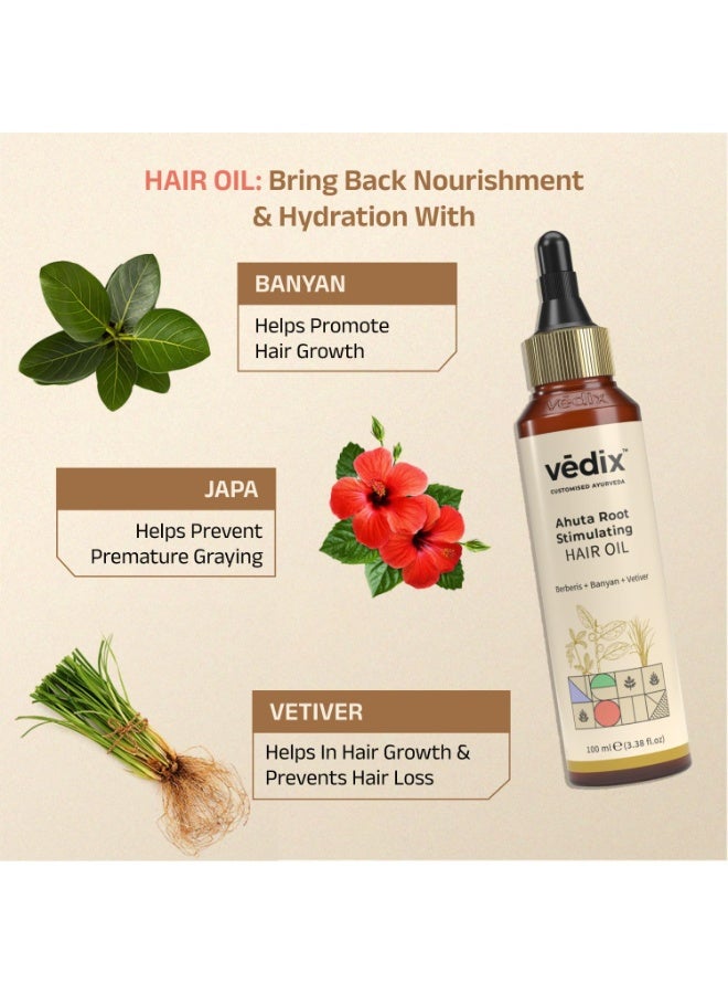 Vedix Customized Hair Fall Control Regimen for Dry - Oily Scalp & Straight Hair - Hair Oil + Shampoo - Vithan Pro Hair Growth Serum - Image 5