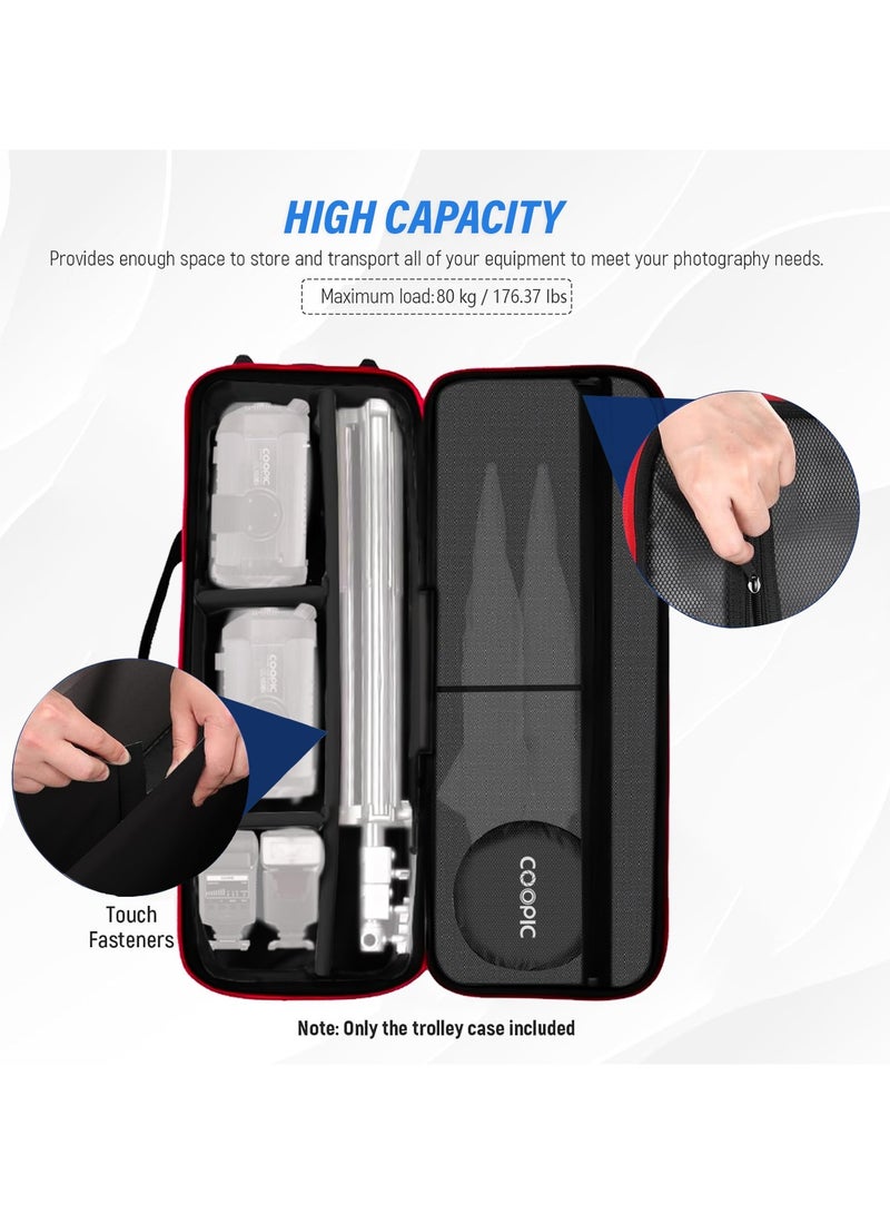 Coopic حقيبة حمل معدات استوديو التصوير COOPIC TB-80 المتينة، 81 سم × 28 سم × 27 سم، حقيبة عربة حمل، مقصورة مبطنة بمقبض عجلات لحامل الضوء، الحامل الثلاثي، ضوء الفلاش، مظلة استوديو التصوير - Image 2