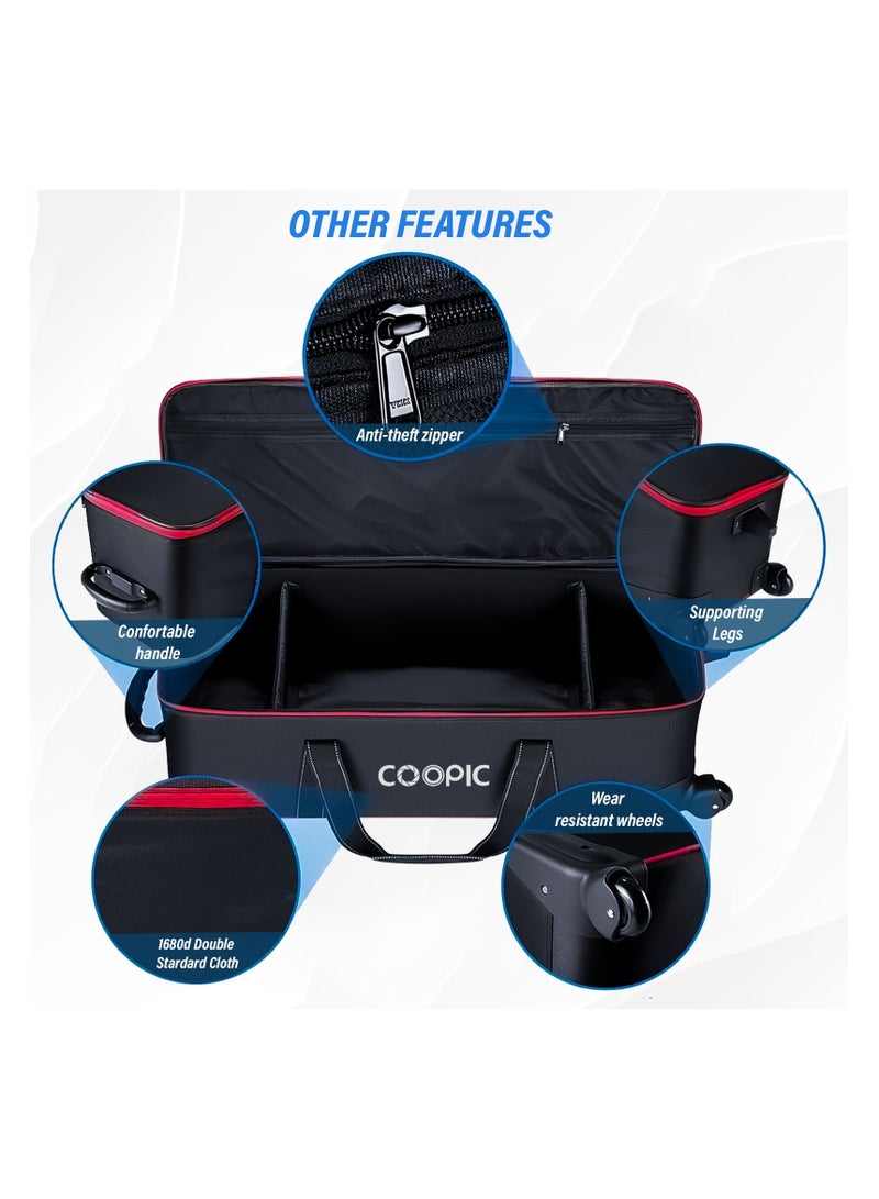 Coopic حقيبة حمل معدات استوديو التصوير COOPIC TB-80 المتينة، 81 سم × 28 سم × 27 سم، حقيبة عربة حمل، مقصورة مبطنة بمقبض عجلات لحامل الضوء، الحامل الثلاثي، ضوء الفلاش، مظلة استوديو التصوير - Image 3