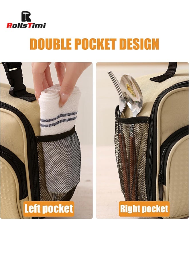 RollsTimi  Lunch Bag Insulated Lunch Box Reusable Leakproof Large Spacious Cooler Tote for Women Men with Removable Adhesive Decoration for Work Office Travel Picnic,Black - Image 5