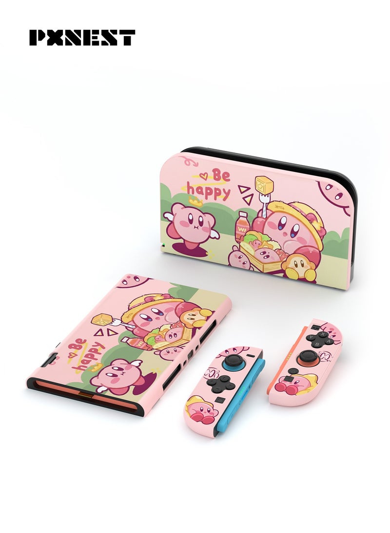 Pxnest Pink Cute Cartoon Full Protective Case Kit for Nintendo Switch 2, Dock Base Shell + Console Sleeve + Left Right Joycon Controller Cover, Precise Cutout Anti-Scratch Anti-Drop Protector - Image 1