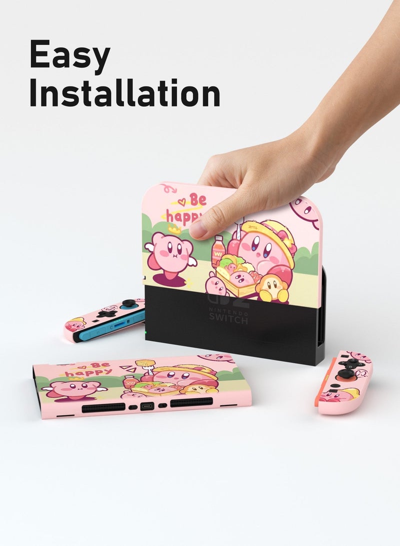 Pxnest Pink Cute Cartoon Full Protective Case Kit for Nintendo Switch 2, Dock Base Shell + Console Sleeve + Left Right Joycon Controller Cover, Precise Cutout Anti-Scratch Anti-Drop Protector - Image 5