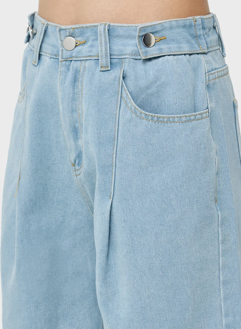 جينجر High Waist Denim Bermuda Shorts