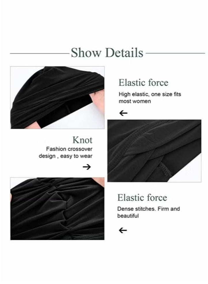 4 Pieces Turbans for Women Soft Turban Head Wrap Pleated Beanie Cap - Image 5