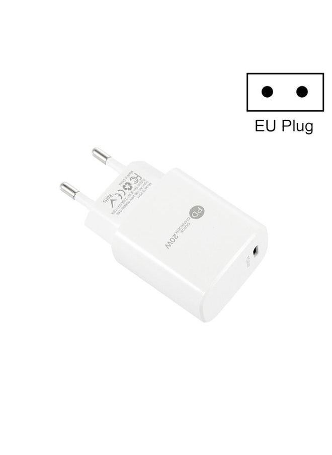 HuHa - PD11 Mini Single Port PD3.0 USB-C / Type-C 20W Fast Charger for iPhone / iPad Series, EU Plug(White) - Image 1