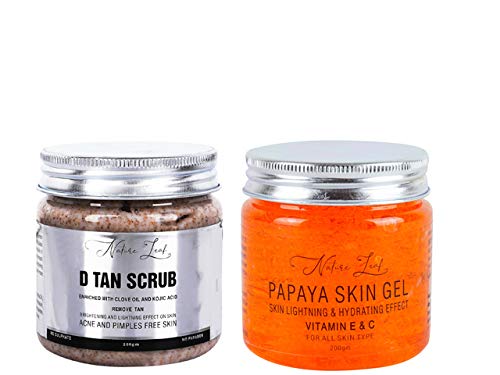 Nature leaf Nature Leaf Combo Of Dtan Scrub Enriched With Clove Oil And Kojic Acid Scrub 200 Ml And Papaya Skin Lightning Gel Pack Of 2 200 Ml - Image 1