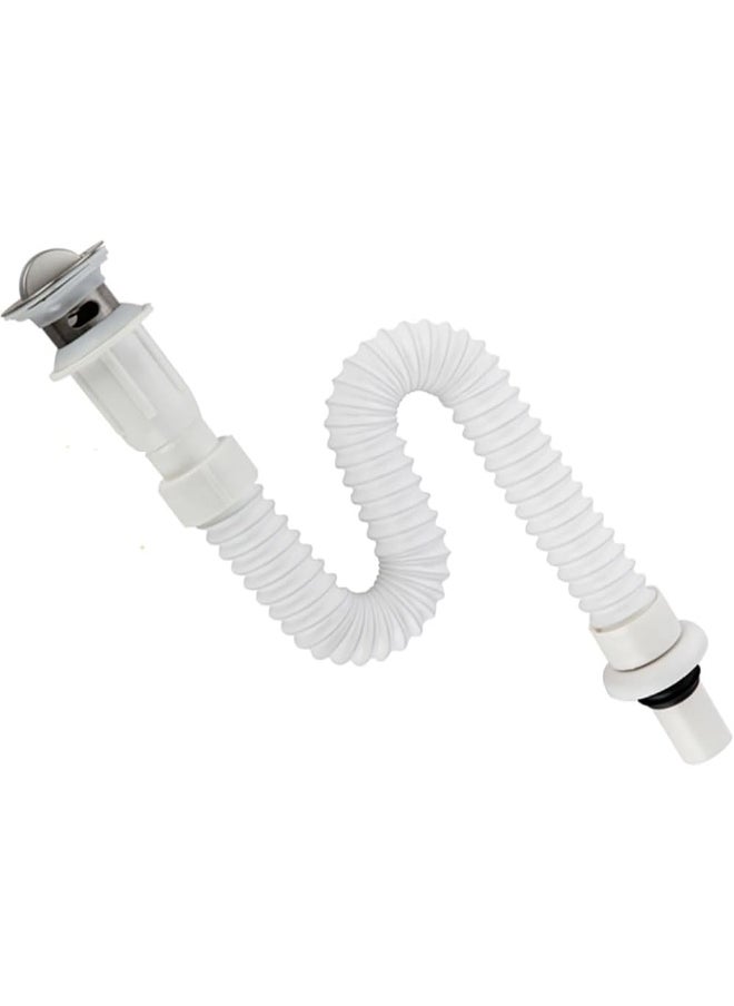 Rubik Bathroom Sink Drain With P-Trap Pipe 15-31 Inch, Telescopic Deodorant Steel Drainer For Bathroom Sink Or Wash Basin Expandable And Flexible (Not For Kitchen Sink)  - Image 1