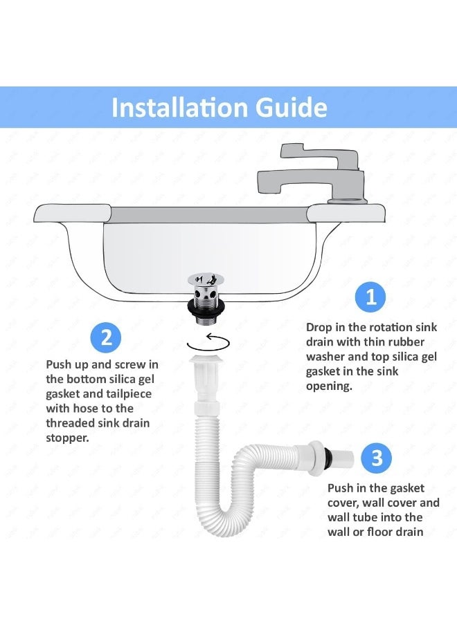 Rubik Bathroom Sink Drain With P-Trap Pipe 15-31 Inch, Telescopic Deodorant Steel Drainer For Bathroom Sink Or Wash Basin Expandable And Flexible (Not For Kitchen Sink)  - Image 4