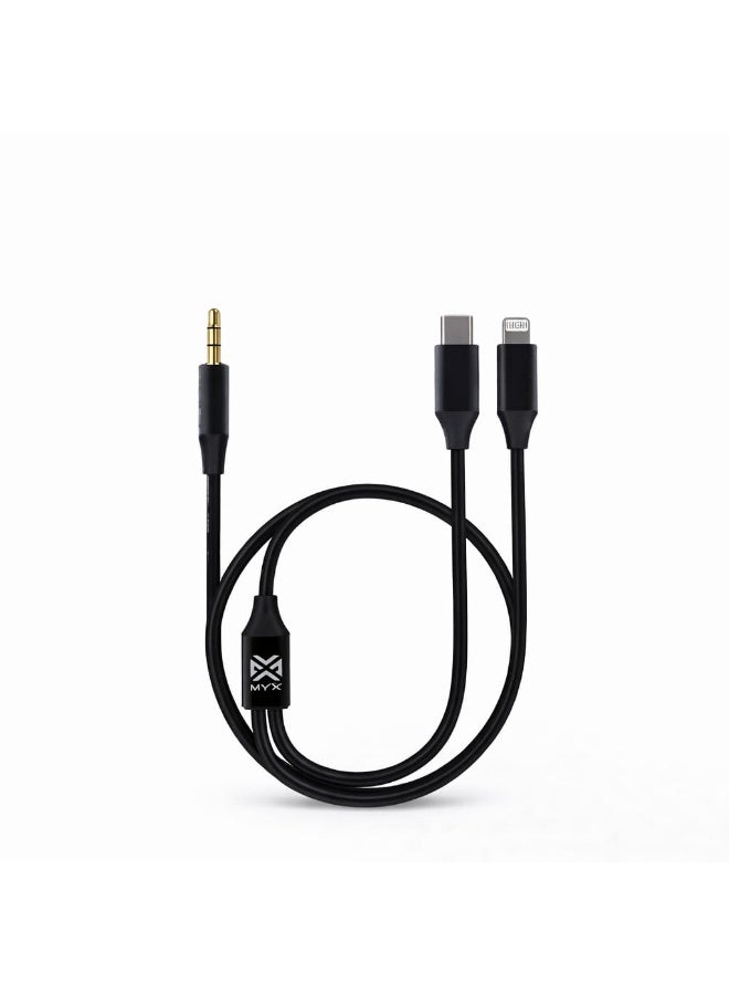ميكس كابل صوت MYX Soundlink 2 في 1 (AUX - Type-C - Lightning) بطول 1.2 متر - Image 2
