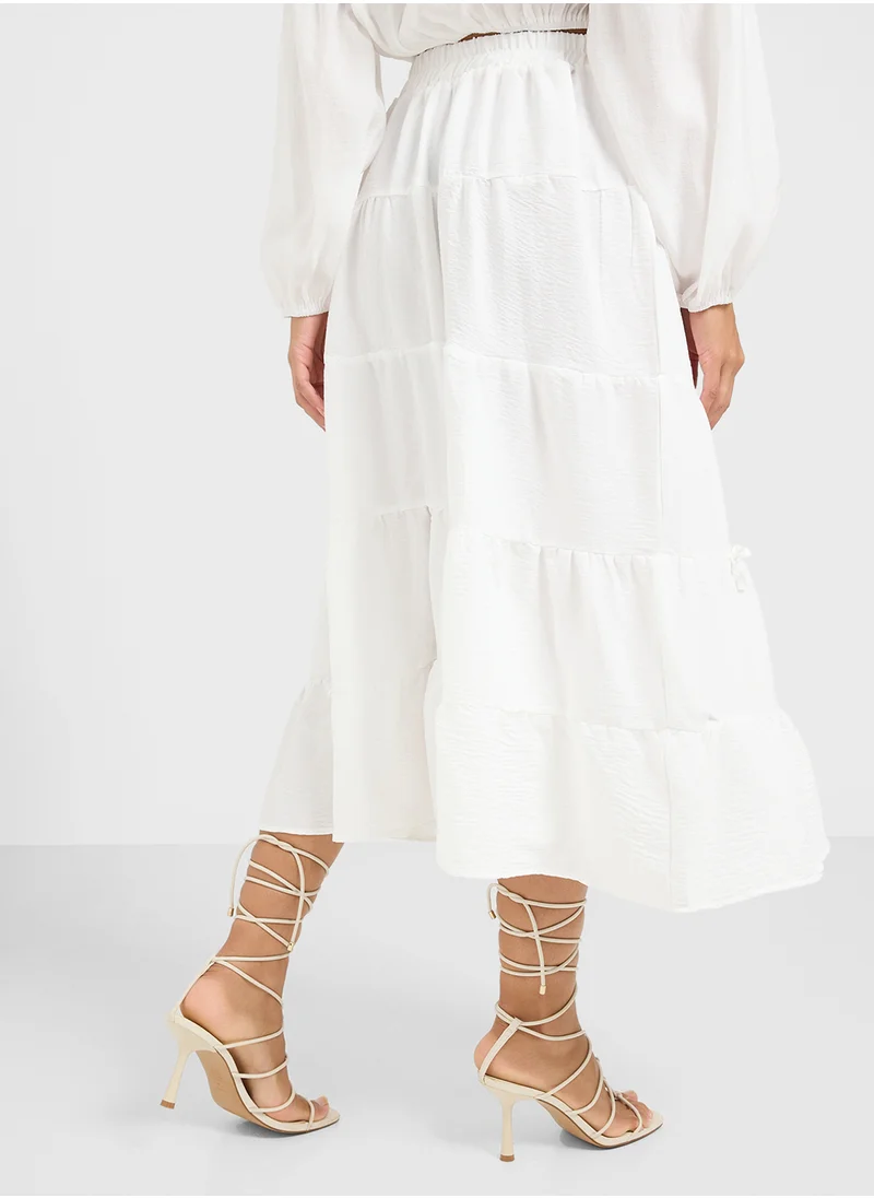 Ginger Tiered Maxi Skirt With Bow Detail