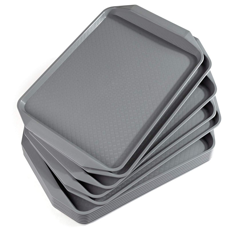 Aebeky Plastic Fast Food Tray167 by 118InchSet of 12 Grey