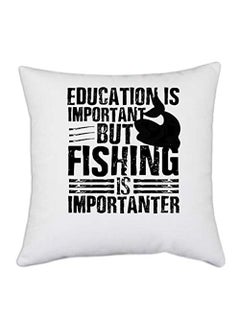 UDNAG UDNAG White Polyester Fishing Education Pillow Cover 16 Inch X 16 Inch 