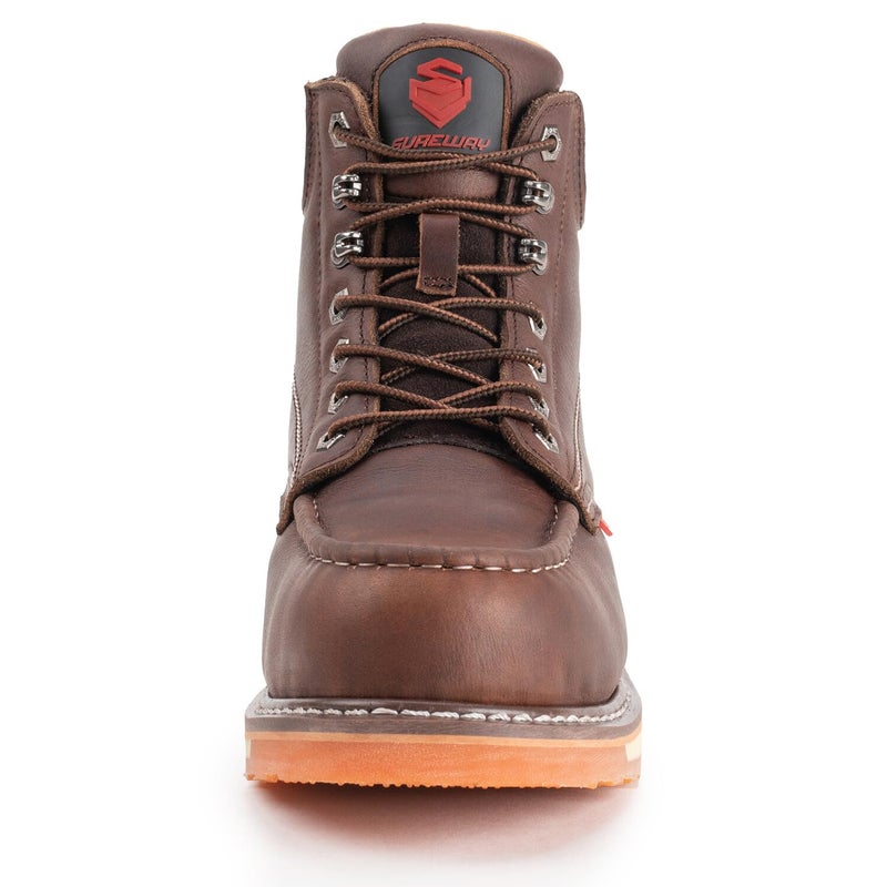 SUREWAY Mens Heavy Duty Soft/Composite/Steel Toe Work Boots for Men-Comfortable,GoodyearWelt,Full Grain Leather,6 in Wedge Moc Toe Construction Boots/Shoes,Steel Toe Dark Brown,Size 10.5 - Image 5