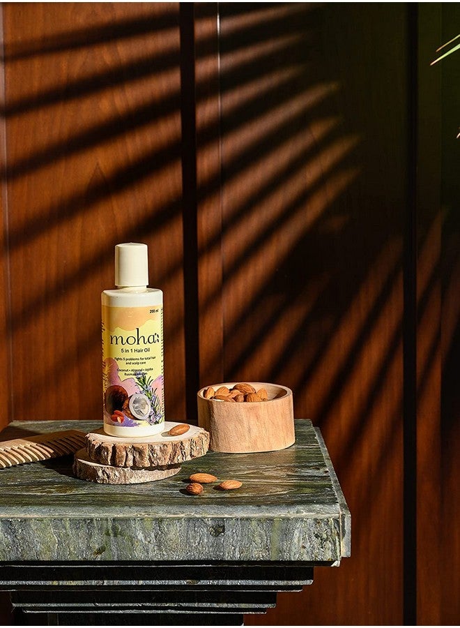 موها: زيت شعر 5 في 1 | نمو الشعر | تقليل تساقط الشعر | زيت أيورفيدي 100% | بزيت جوز الهند واللوز والجوجوبا والروسماري والأرجان | عبوة 200 مل مثبتة سريريًا - Image 2