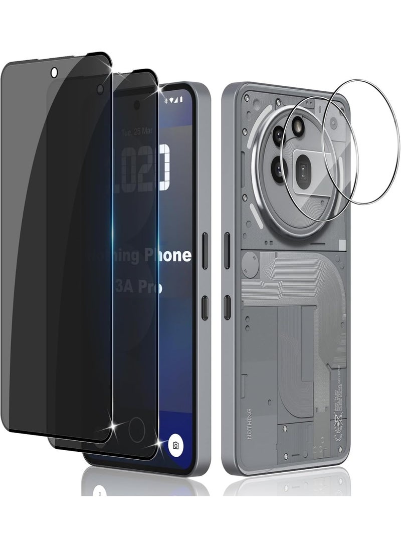عام **حماية خصوصية للشاشة للـ Nothing Phone (3a) برو 2025 [طقم مزدوج] زجاج مضاد للتطفل + [طقم مزدوج] حماية العدسات بصلابة 9H** - Image 1