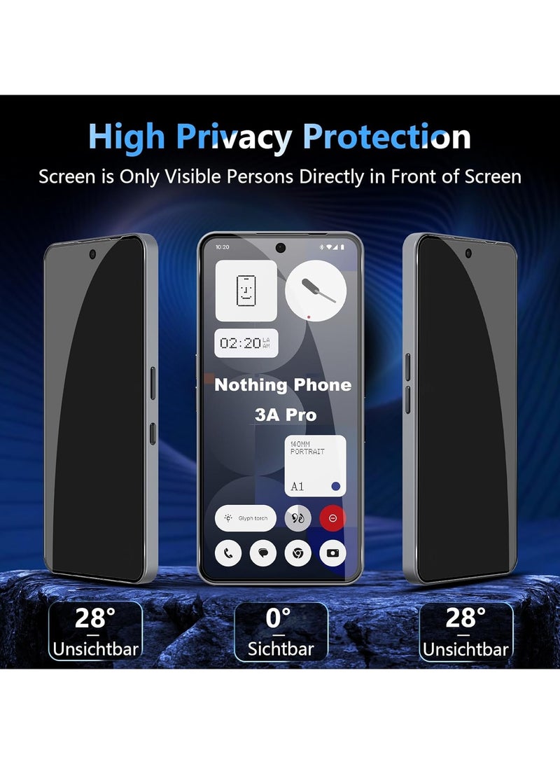 عام **حماية خصوصية للشاشة للـ Nothing Phone (3a) برو 2025 [طقم مزدوج] زجاج مضاد للتطفل + [طقم مزدوج] حماية العدسات بصلابة 9H** - Image 3