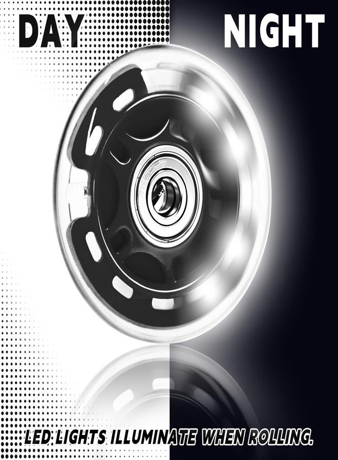 Nattork 8-Pack Inline Skates Wheels 70mm with Bearings for Indoor and Outdoor Replacement - High Performance Durable Wheel for Smooth Riding Upgrades Black - Image 2