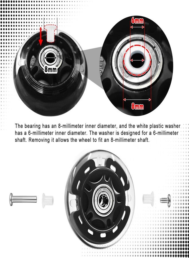 Nattork 8-Pack Inline Skates Wheels 70mm with Bearings for Indoor and Outdoor Replacement - High Performance Durable Wheel for Smooth Riding Upgrades Black - Image 3