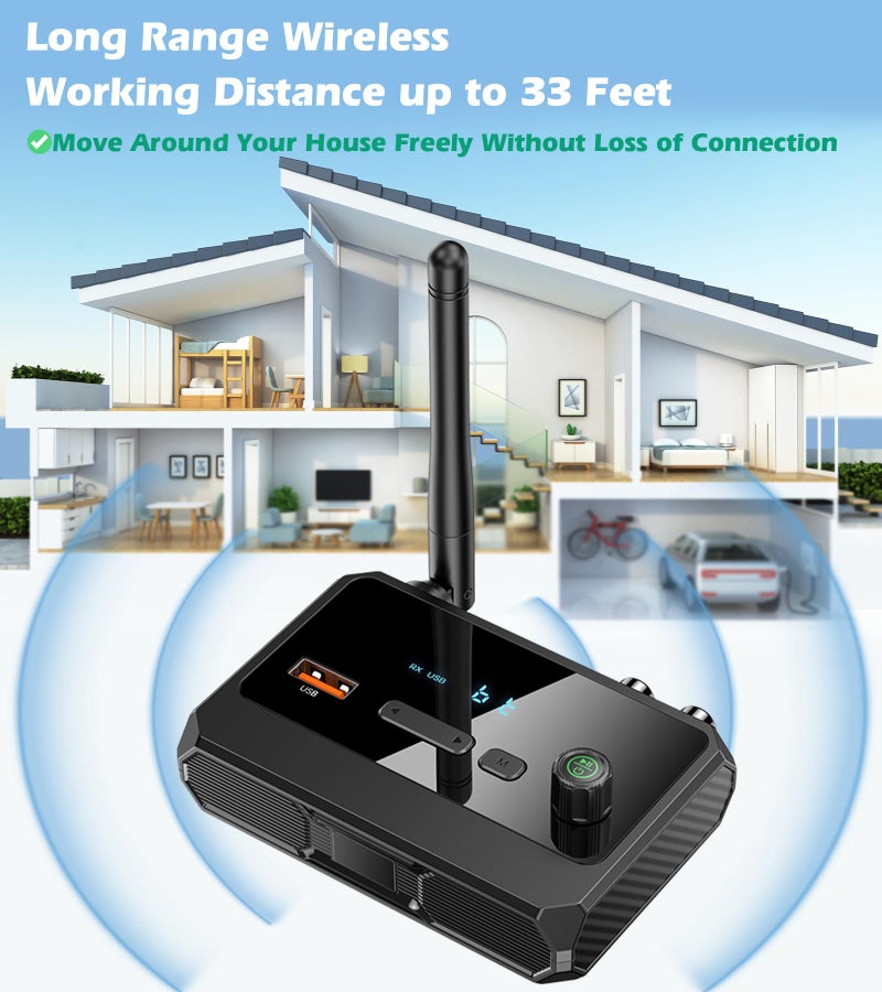 KAIY Bluetooth 5.4 Receiver for Home Stereo, Optical Low Latency & HD Music Audio Bluetooth to RCA Adapter for Stereo/Speakers/Wired Speakers/Home Audio Music Streaming Stereo System, Support AUX/USB - Image 5