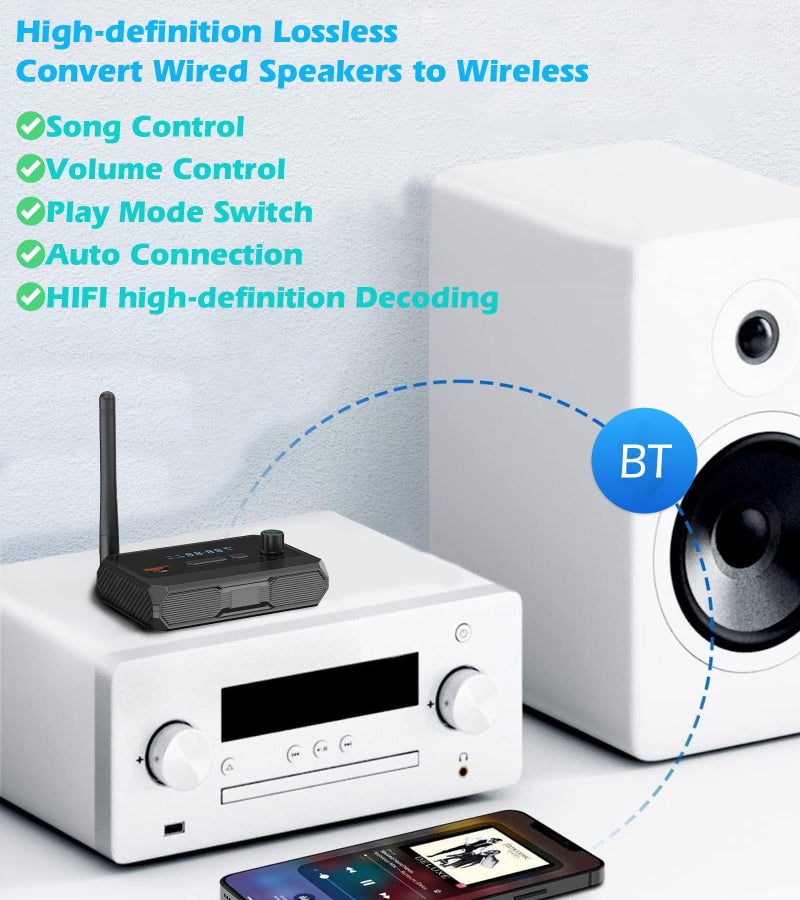 KAIY Bluetooth 5.4 Receiver for Home Stereo, Optical Low Latency & HD Music Audio Bluetooth to RCA Adapter for Stereo/Speakers/Wired Speakers/Home Audio Music Streaming Stereo System, Support AUX/USB - Image 4