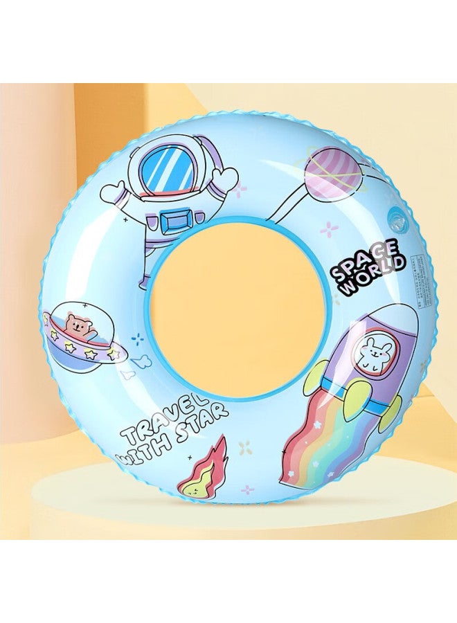 Generic Children Swimming Ring Thickened Popular Pvc Stripe Plaid Inflatable Adult Life Buoy Net Red Float Ring-After Inflating Outer Diameter:60#-Inner Diameter After Inflating:Astronaut - Image 1