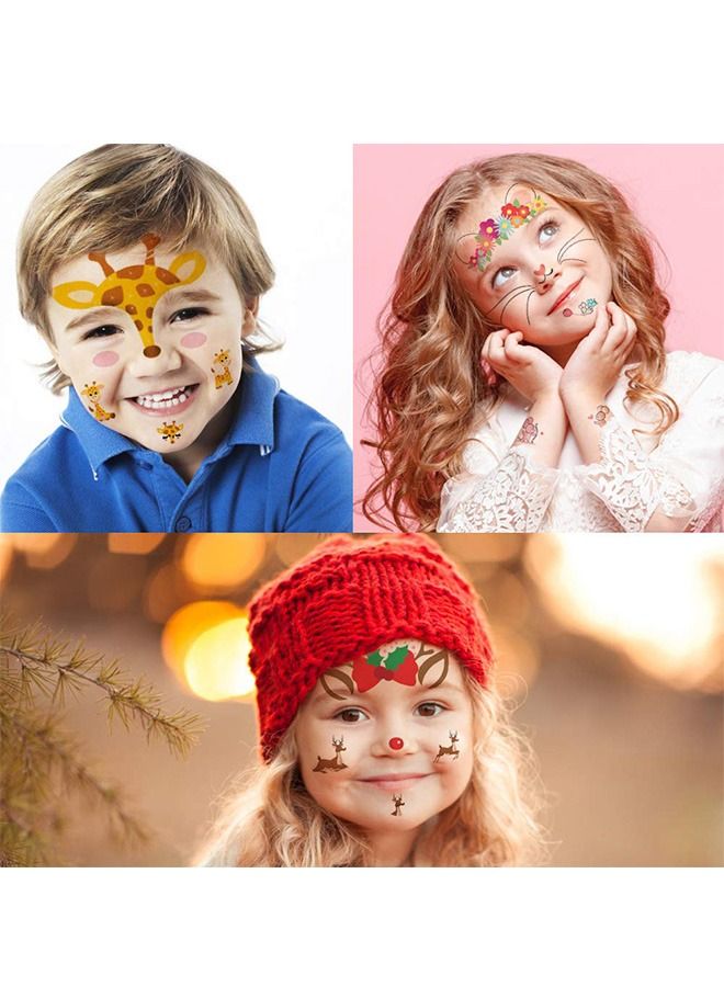 Cute Animal Cartoon Temporary Face Tattoo Sticker Set, Waterproof Transfer Butterfly Panda Deer Giraffe Fairy Floral, Festival Body Paint Makeup Decoration Sticker, Dancer Costume Birthday Party - Image 4