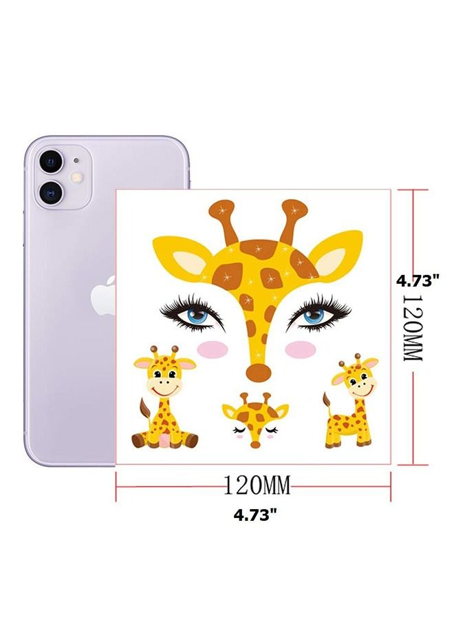 Cute Animal Cartoon Temporary Face Tattoo Sticker Set, Waterproof Transfer Butterfly Panda Deer Giraffe Fairy Floral, Festival Body Paint Makeup Decoration Sticker, Dancer Costume Birthday Party - Image 2