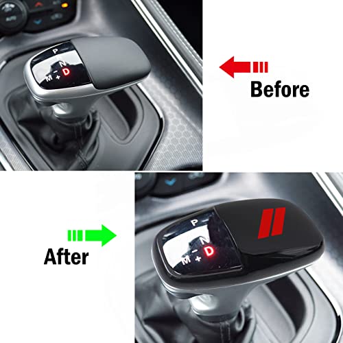 SENSHINE Gear Shift Knob Head Cover for Dodge Charger Accessories 2015-2023 Challenger 2015-2024 Durango 2016-2025 ABS Interior Shell Insert Decoration Protector Gear Shifter Cover (Red Trim) - Image 5