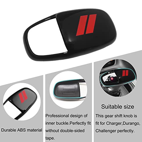 SENSHINE Gear Shift Knob Head Cover for Dodge Charger Accessories 2015-2023 Challenger 2015-2024 Durango 2016-2025 ABS Interior Shell Insert Decoration Protector Gear Shifter Cover (Red Trim) - Image 4