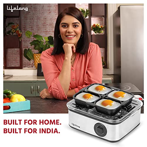 Lifelong 2-in1 Egg Boiler and Poacher 500-Watt (Black), Boil 8 eggs, Poach 4 eggs, Easy to clean| 3 Boiling Modes, Stainless Steel Body and Heating Plate, Automatic Turn-Off - Image 2