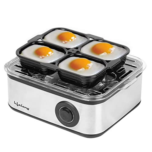 Lifelong 2-in1 Egg Boiler and Poacher 500-Watt (Black), Boil 8 eggs, Poach 4 eggs, Easy to clean| 3 Boiling Modes, Stainless Steel Body and Heating Plate, Automatic Turn-Off - Image 1