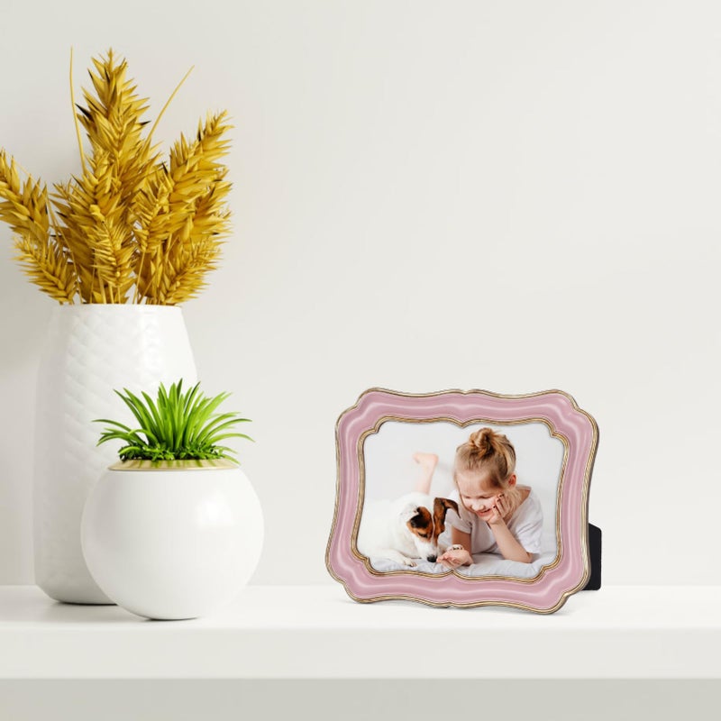 PHAREGE 5x7 Vintage Picture Frame Pink Gold, Ornate Antique Picture Frame for 5x7 Photo, Retro Photo Frame for Tabletop Vertical or Horizontal Display, 1 Pack - Image 3