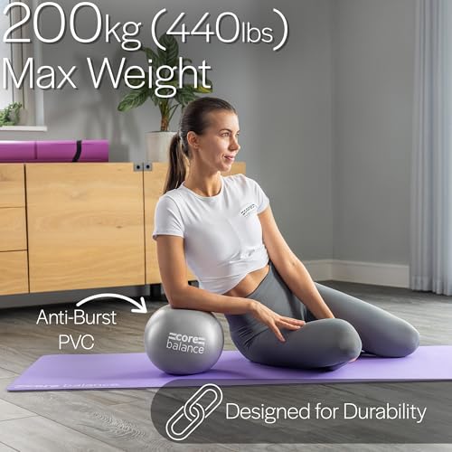Core Balance 9 Inch Anti Burst Pilates Ball, Mini Exercise Ball for Yoga, Barre, Stretching and Core Stability Workout (Grey) - Image 3