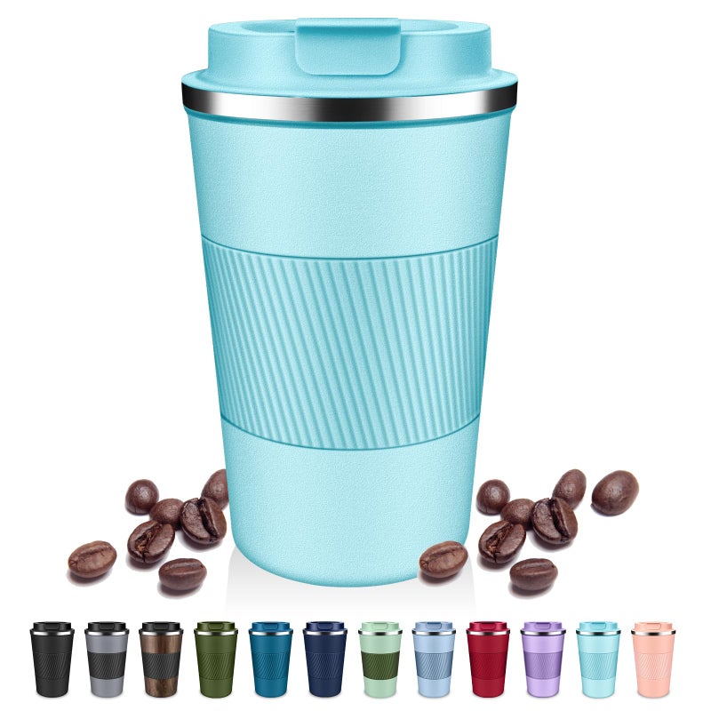 DUBUXW Insulated Coffee Tumblers with Flip Lid 12oz / 17oz  Stainless Steel Travel Coffee Mug Leak Proof  Vacuum Insulated Coffee Mug Thermos Cup  Keeps Cold and Hot for Coffee Tea - Image 1