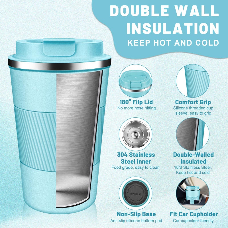 DUBUXW Insulated Coffee Tumblers with Flip Lid 12oz / 17oz  Stainless Steel Travel Coffee Mug Leak Proof  Vacuum Insulated Coffee Mug Thermos Cup  Keeps Cold and Hot for Coffee Tea - Image 4