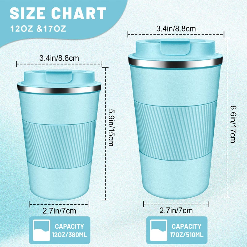 DUBUXW Insulated Coffee Tumblers with Flip Lid 12oz / 17oz  Stainless Steel Travel Coffee Mug Leak Proof  Vacuum Insulated Coffee Mug Thermos Cup  Keeps Cold and Hot for Coffee Tea - Image 2