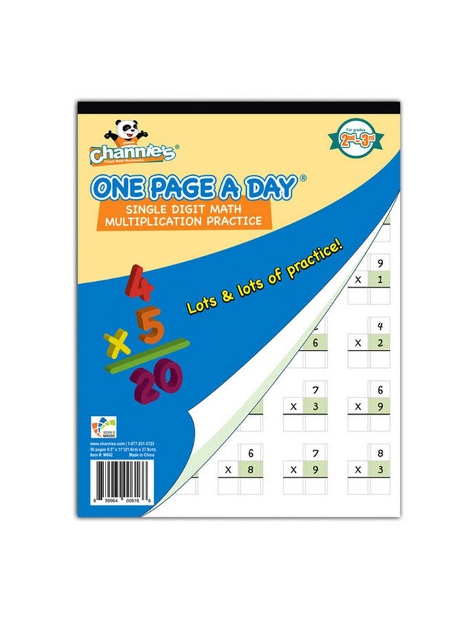 Channie's One Page A Day Single Digit (Beginner) Multiplication Math Problem Workbook for 2nd Graders and 3rd Grade Simply Tear Off On Page a Day For Math Repetition Exercise! - Image 1