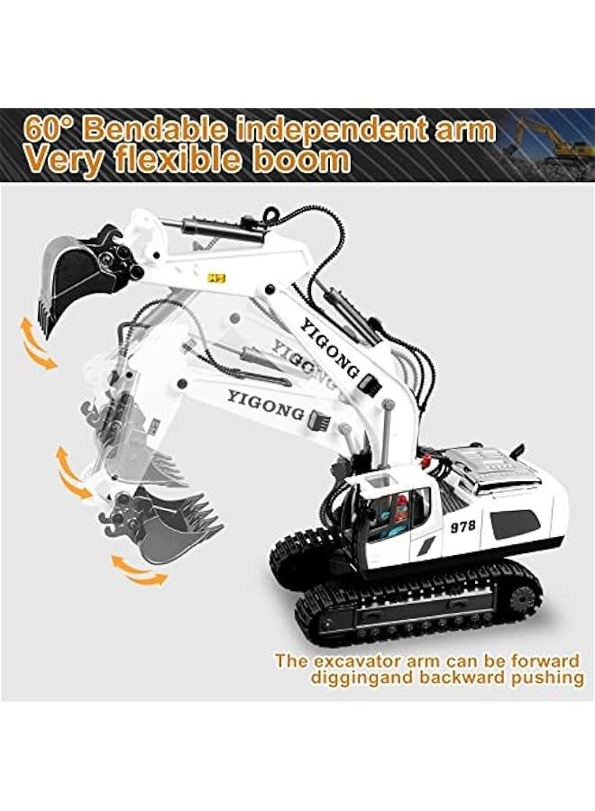 Remote Control Excavator Toys for Boys,Construction Rc Excavators for Kids Age 3 4-7 8 9 10 Year Old,Ideal Toys,Batteries Included(White)  - Image 3