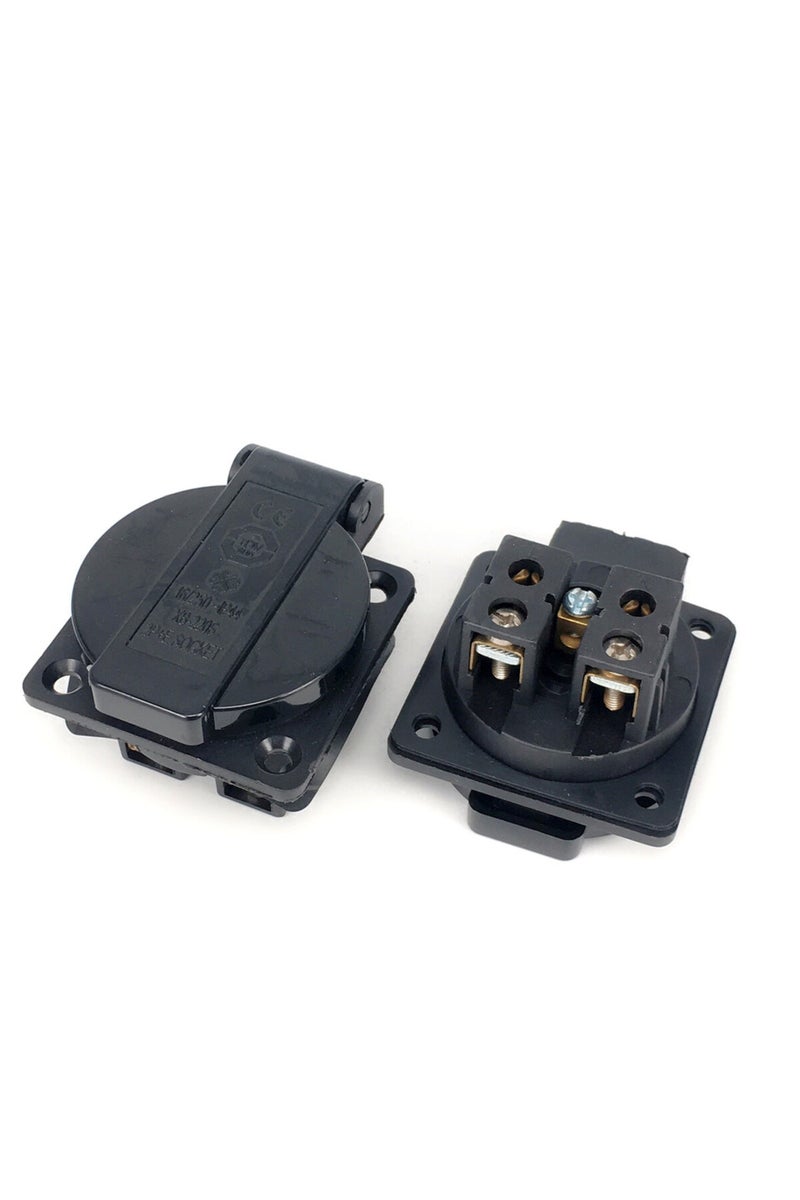 مقبس كهربائي صناعي مقاوم للماء من ألمانيا، أسود اللون، مقاوم للماء، مقبس طاقة تيار متردد، قابس كهربائي صناعي ألماني.