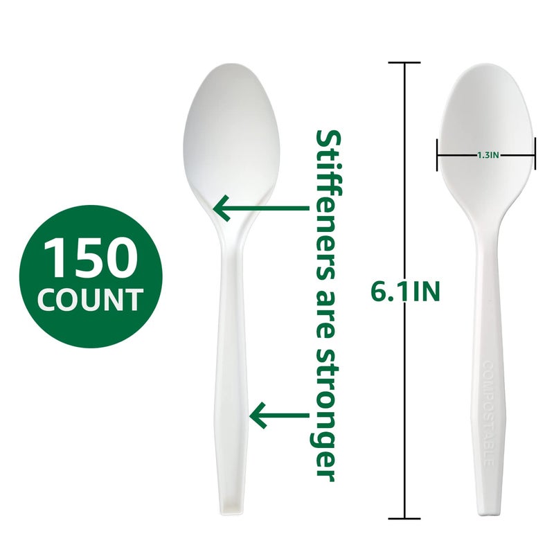 BIOCEAN 100% Compostable No Plastic Knives Plastic Forks Plastic Spoons Plastic Utensils  The Heavyweight Heavy Duty Flatware is Eco Friendly Products for Lounge Party Wedding BBQ Picnic Camping. - Image 3