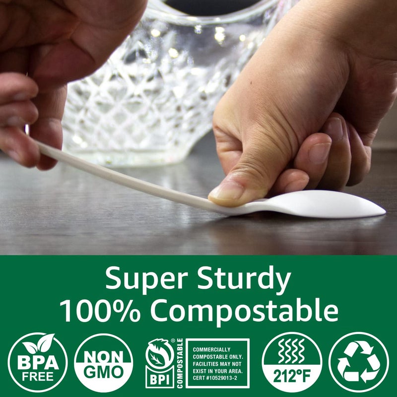BIOCEAN 100% Compostable No Plastic Knives Plastic Forks Plastic Spoons Plastic Utensils  The Heavyweight Heavy Duty Flatware is Eco Friendly Products for Lounge Party Wedding BBQ Picnic Camping. - Image 2