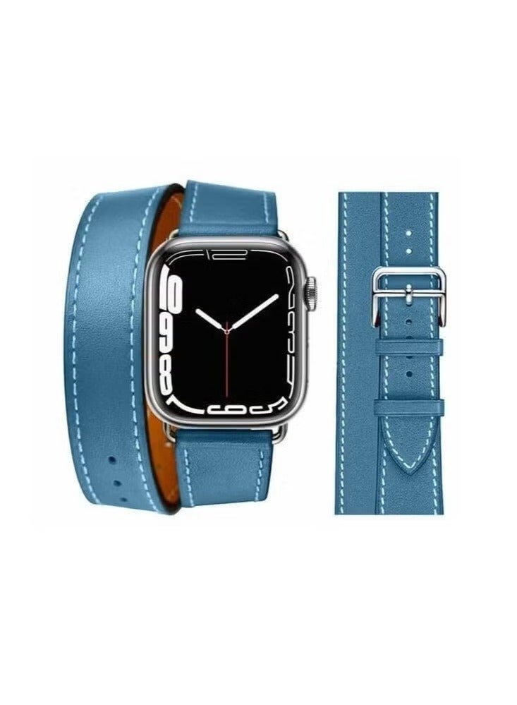 vesus Double Tour Leather Replacement Band For Apple Watch 41/40/38mm Series 7/6/5/4/SE