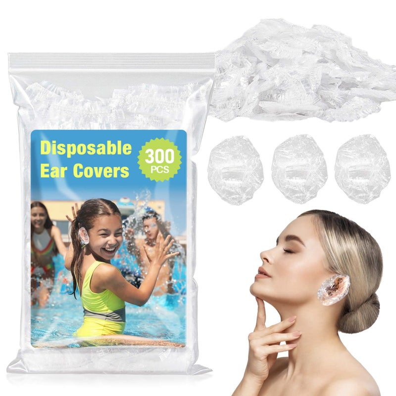 MAQIHAN 300 Pack Disposable Ear Covers  Plastic Ear Covers Waterproof Plastic Ear Protection Ear Caps for Hair DyeShowerBathingSalonSpaHotelHome