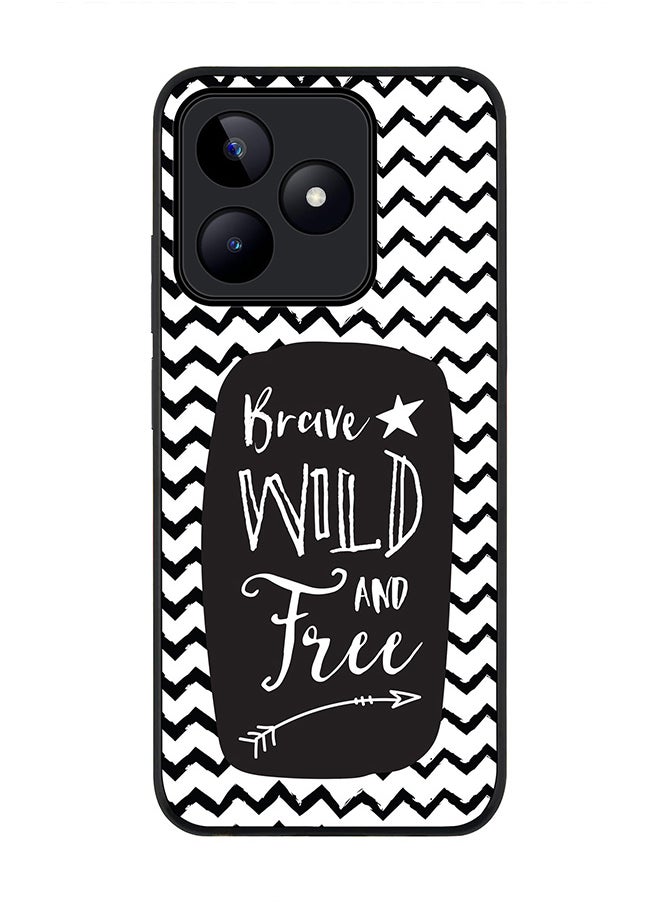 Stylizedd Rugged Black edge case for Realme C51 / Realme Note 50 4G, Slim fit Flexible Anti Drop Thin Cover - Brave, Wild And Free  - Image 1