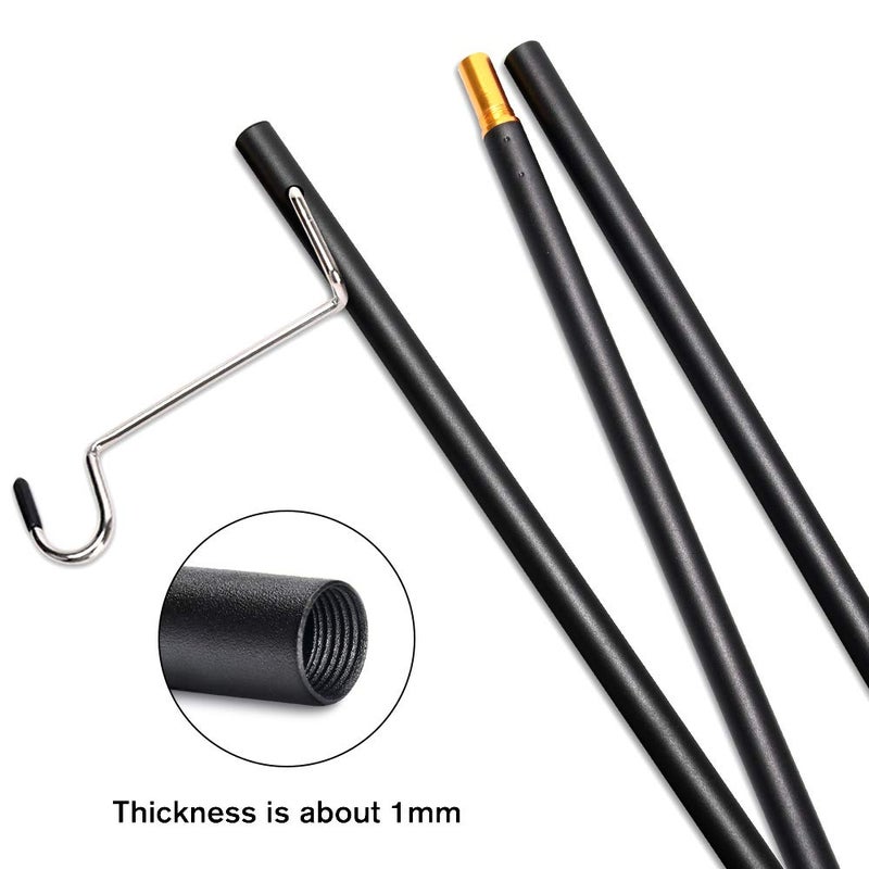 إسكدنيا عمود حامل الفوانيس القابل للطي، حامل مصباح محمول مع خطاف، حامل ضوء قابل للطي للتخييم، الصيد، النزهات، الشواء، والأنشطة الخارجية (أسود) - Image 2